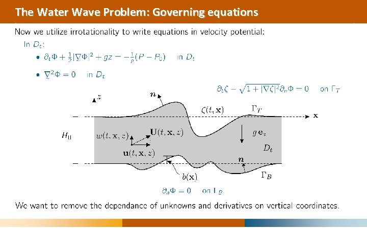 The Water Wave Problem: Governing equations 