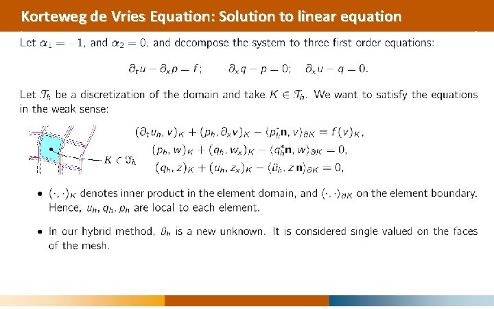 Korteweg de Vries Equation: Solution to linear equation 