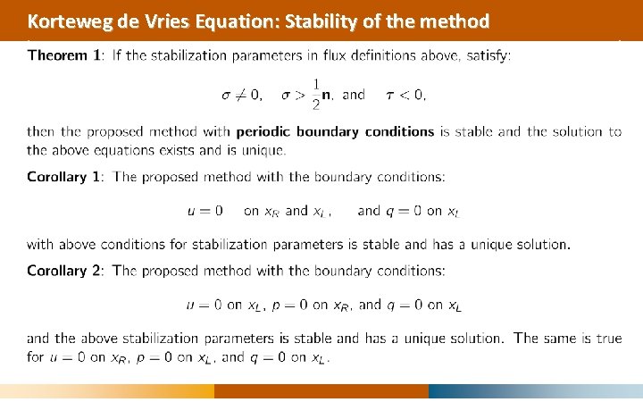 Korteweg de Vries Equation: Stability of the method 