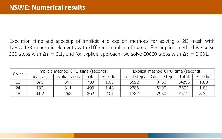 NSWE: Numerical results 