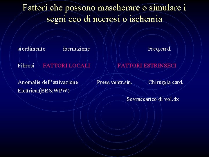 Fattori che possono mascherare o simulare i segni eco di necrosi o ischemia stordimento