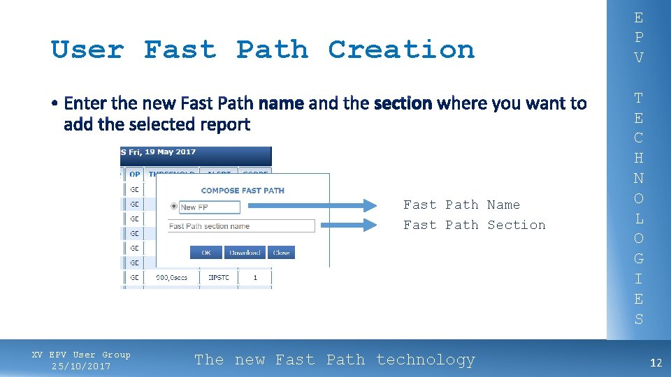 User Fast Path Creation Fast Path Name Fast Path Section XV EPV User Group