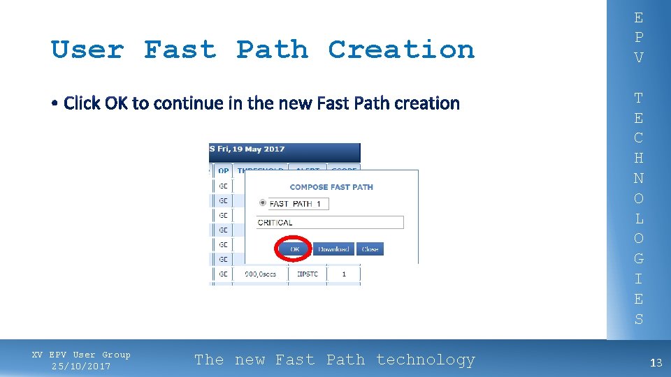 User Fast Path Creation E P V T E C H N O L