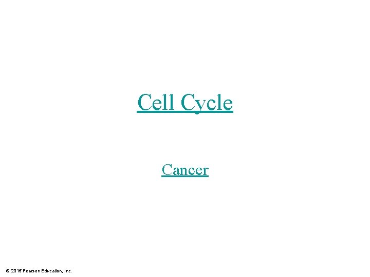 Cell Cycle Cancer © 2015 Pearson Education, Inc. 