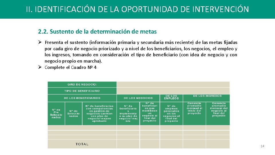 II. IDENTIFICACIÓN DE LA OPORTUNIDAD DE INTERVENCIÓN 2. 2. Sustento de la determinación de