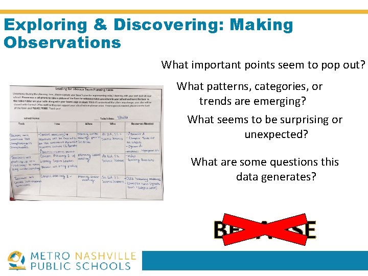 Exploring & Discovering: Making Observations What important points seem to pop out? What patterns,