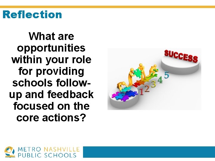 Reflection What are opportunities within your role for providing schools followup and feedback focused