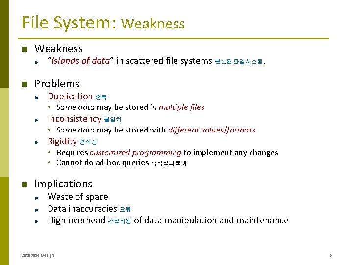 File System: Weakness “Islands of data” in scattered file systems 분산된 파일시스템. Problems Duplication File System: Weakness “Islands of data” in scattered file systems 분산된 파일시스템. Problems Duplication