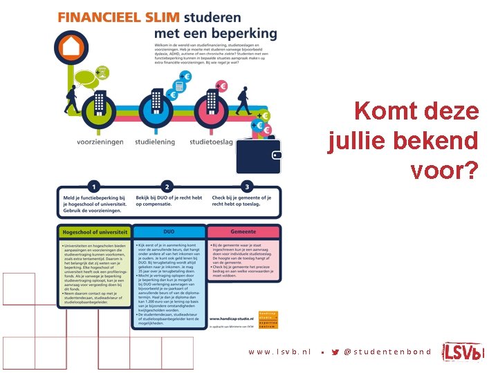 Komt deze jullie bekend voor? www. lsvb. nl ● @studentenbond 