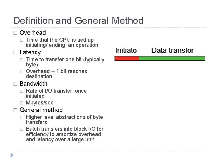 Definition and General Method � Overhead � � Latency � � � Time to