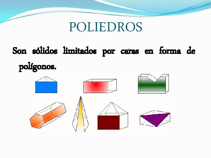 POLIEDROS Son sólidos limitados por caras en forma de polígonos. 