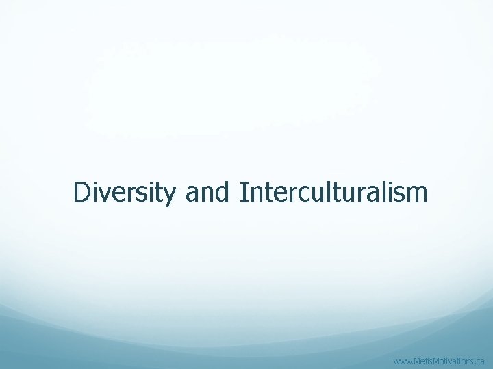 Diversity and Interculturalism www. Metis. Motivations. ca 