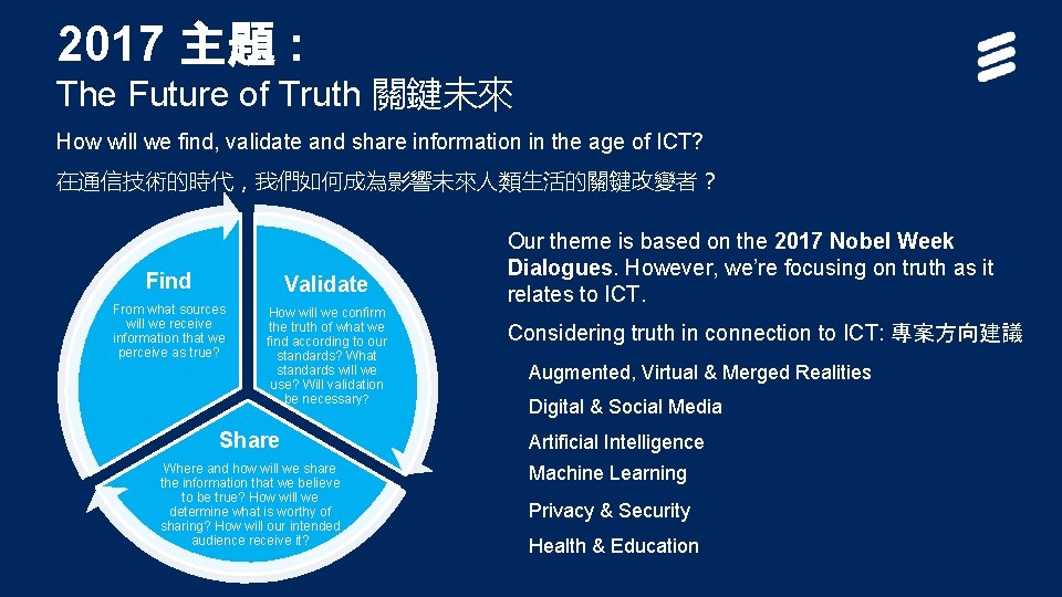 2017 主題 : The Future of Truth 關鍵未來 How will we find, validate and