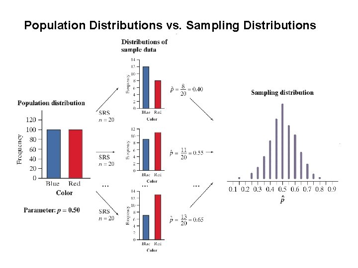Population Distributions vs. Sampling Distributions There actually three distinct distributions involved when we sample