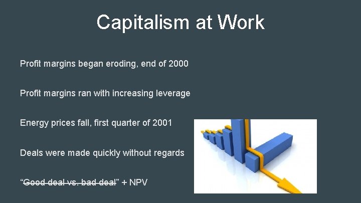 Capitalism at Work Profit margins began eroding, end of 2000 Profit margins ran with