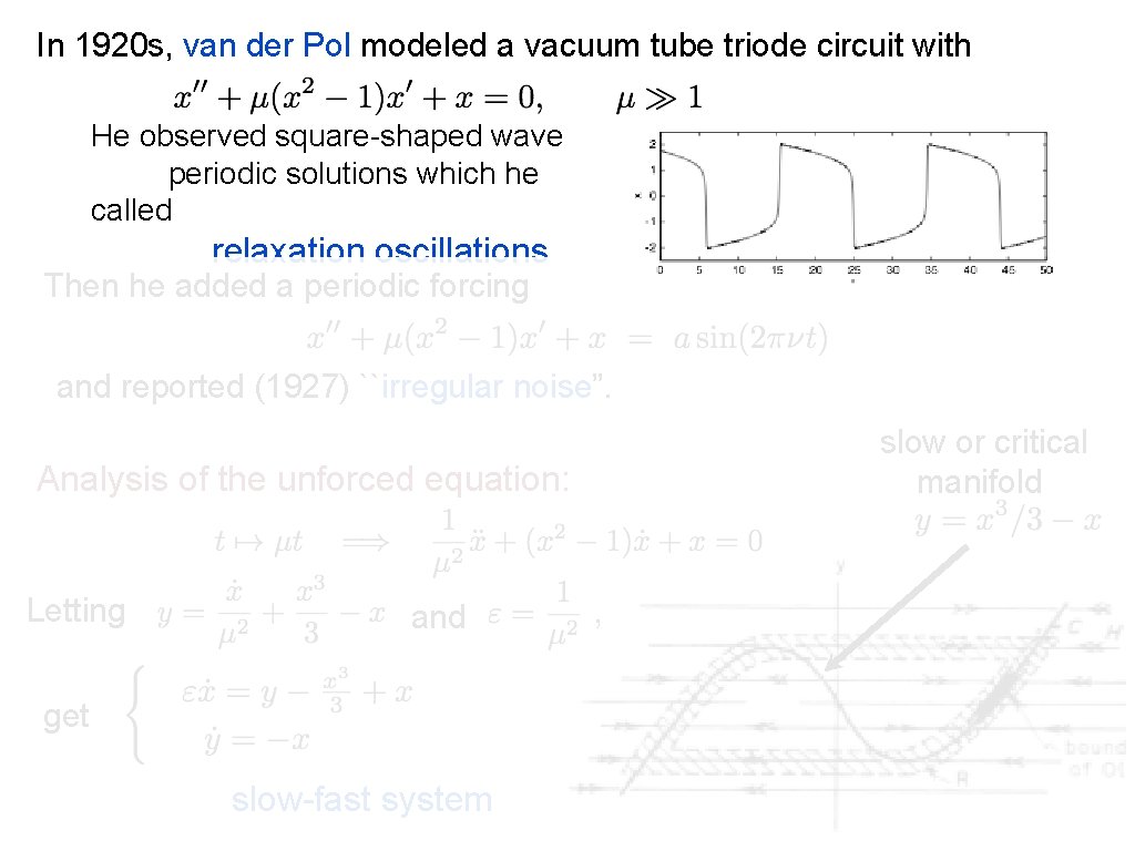 In 1920 s, van der Pol modeled a vacuum tube triode circuit with He