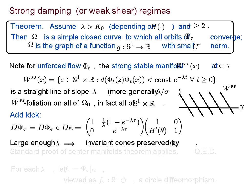 Strong damping (or weak shear) regimes Theorem. Assume Then (depending on ) and is