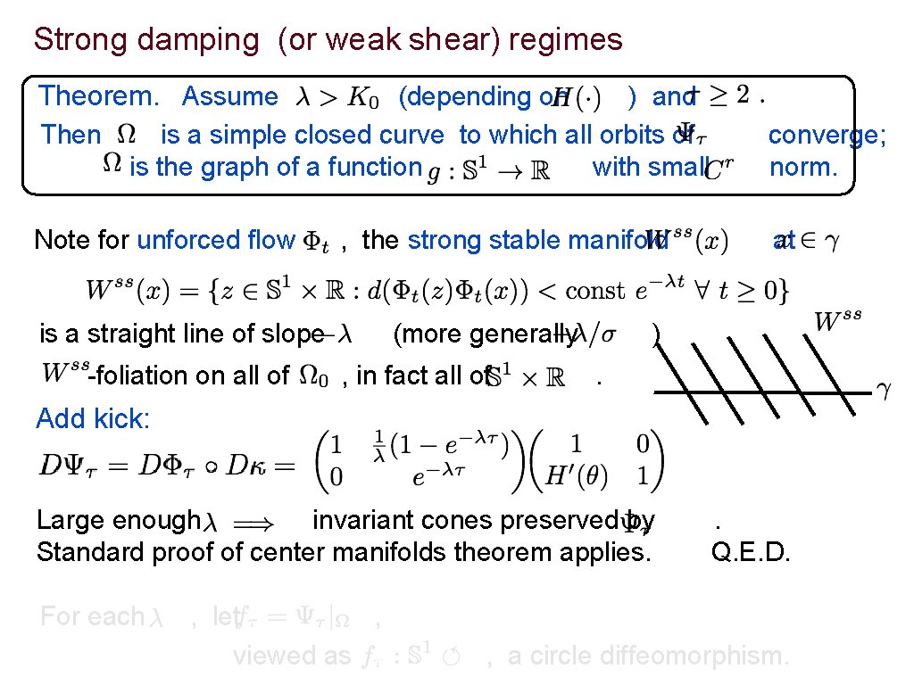 Strong damping (or weak shear) regimes Theorem. Assume Then (depending on ) and is