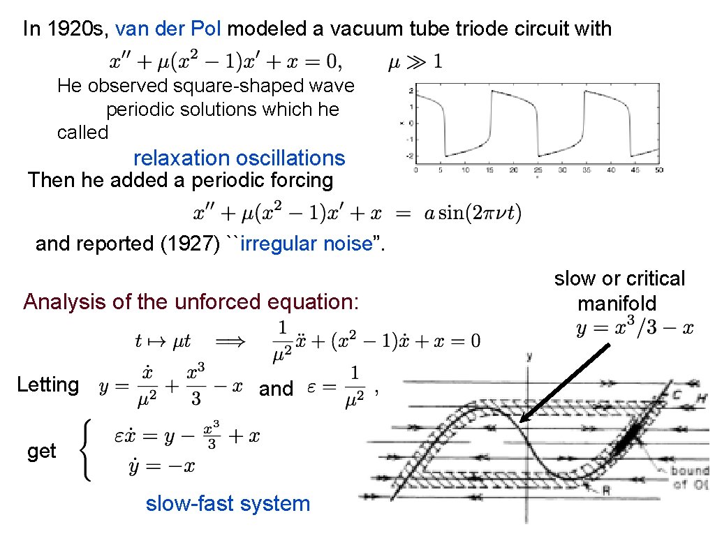 In 1920 s, van der Pol modeled a vacuum tube triode circuit with He