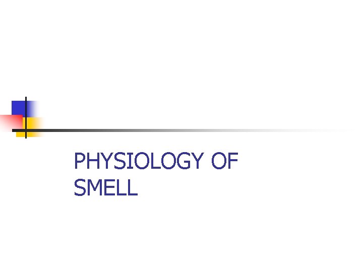 PHYSIOLOGY OF SMELL 