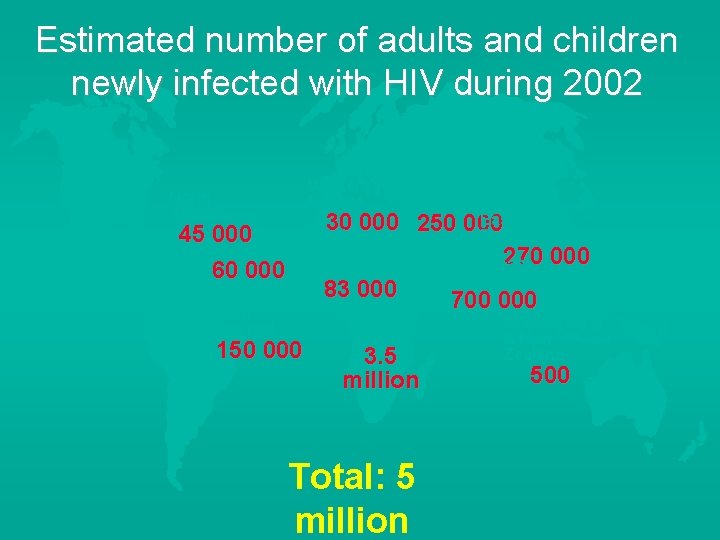 Estimated number of adults and children newly infected with HIV during 2002 North America