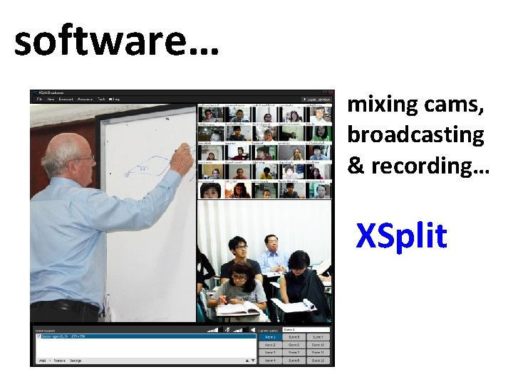software… mixing cams, broadcasting & recording… XSplit 