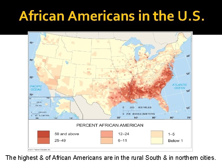 African Americans in the U. S. The highest & of African Americans are in
