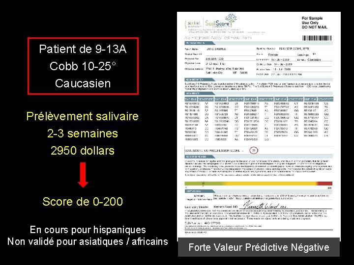 Patient de 9 -13 A Cobb 10 -25° Caucasien Prélèvement salivaire 2 -3 semaines