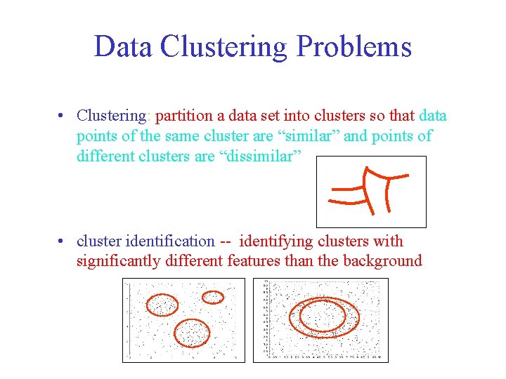 Data Clustering Problems • Clustering: partition a data set into clusters so that data Data Clustering Problems • Clustering: partition a data set into clusters so that data