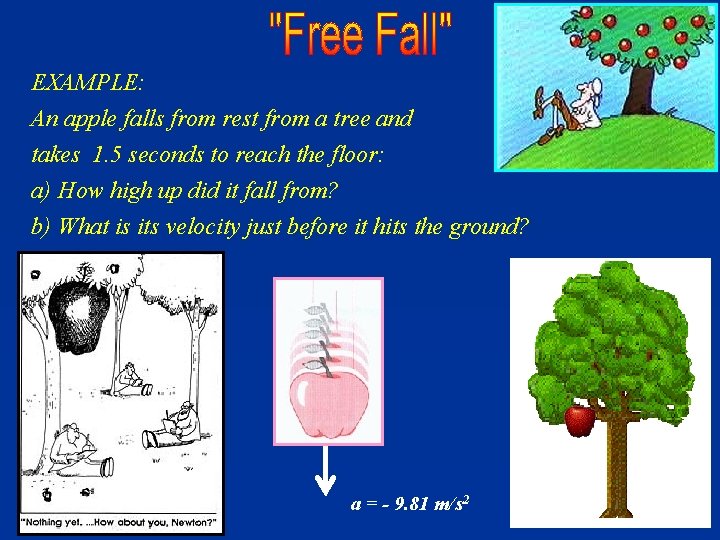 EXAMPLE: An apple falls from rest from a tree and takes 1. 5 seconds