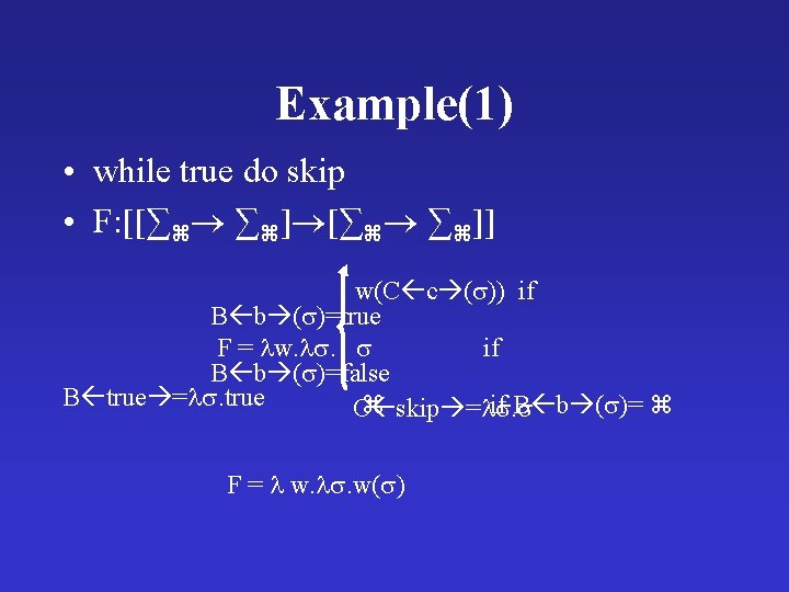 Example(1) • while true do skip • F: [[∑ ∑ ]] w(C c (