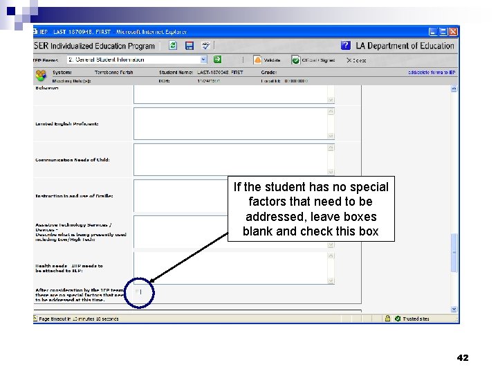 If the student has no special factors that need to be addressed, leave boxes If the student has no special factors that need to be addressed, leave boxes
