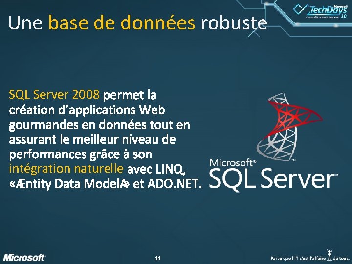 Une base de données robuste SQL Server 2008 intégration naturelle 11 