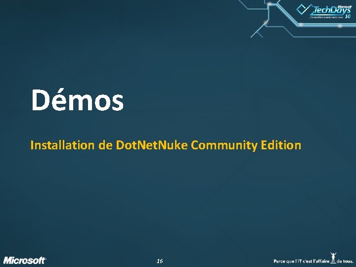 Démos Installation de Dot. Net. Nuke Community Edition 16 