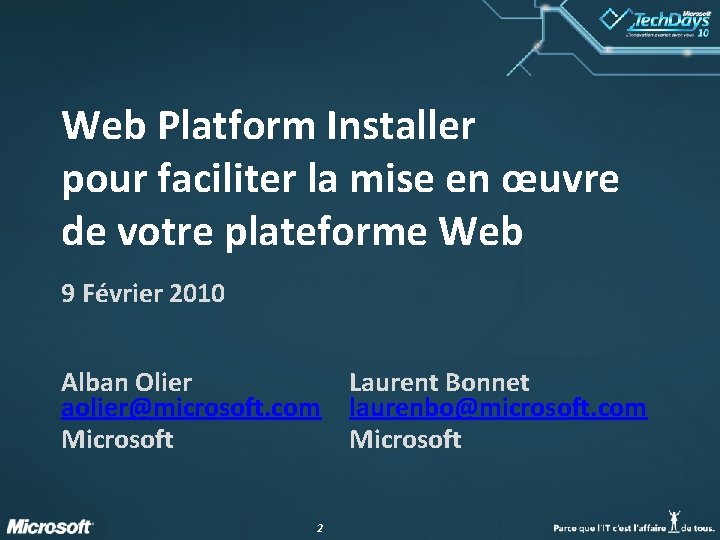 Web Platform Installer pour faciliter la mise en œuvre de votre plateforme Web 9