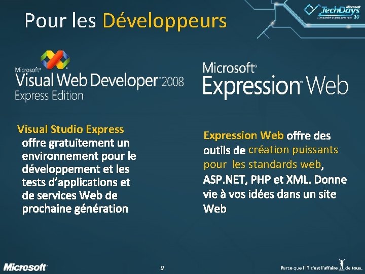 Pour les Développeurs Visual Studio Expression Web création puissants pour les standards web 9