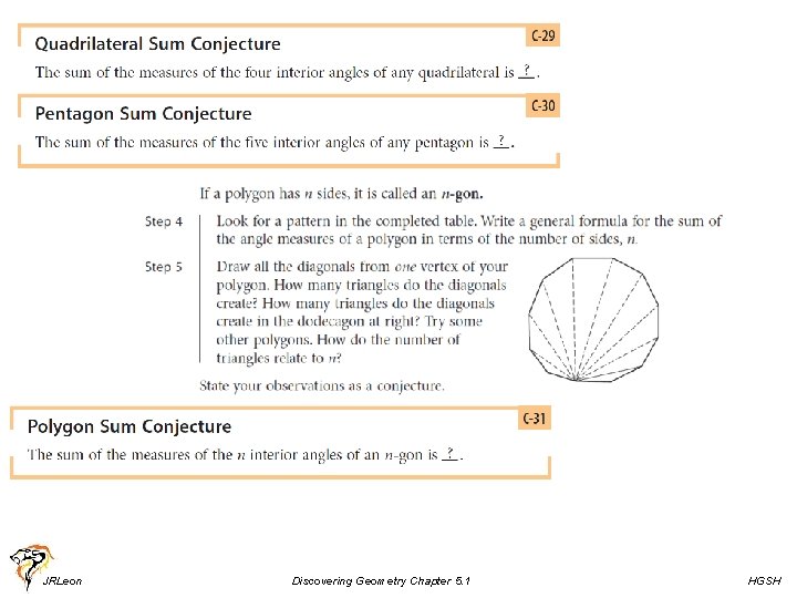 JRLeon Discovering Geometry Chapter 5. 1 HGSH 