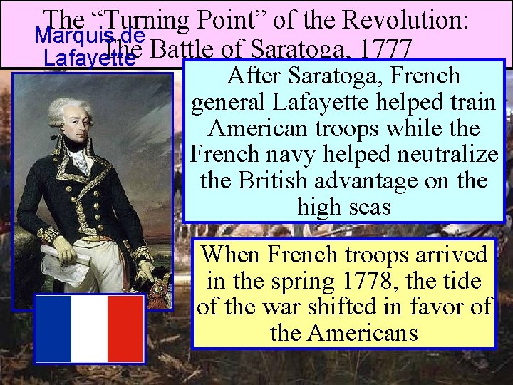 The “Turning Point” of the Revolution: Marquis de The Battle of Saratoga, 1777 Lafayette