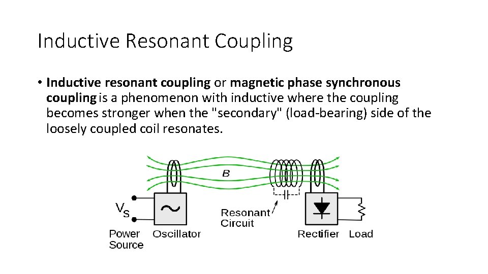 Inductive Resonant Coupling • Inductive resonant coupling or magnetic phase synchronous coupling is a