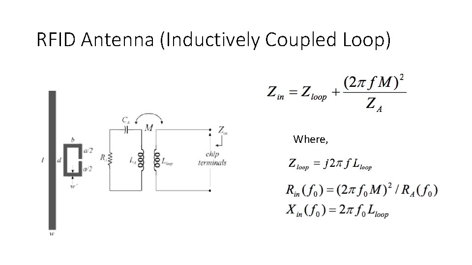 RFID Antenna (Inductively Coupled Loop) Where, 