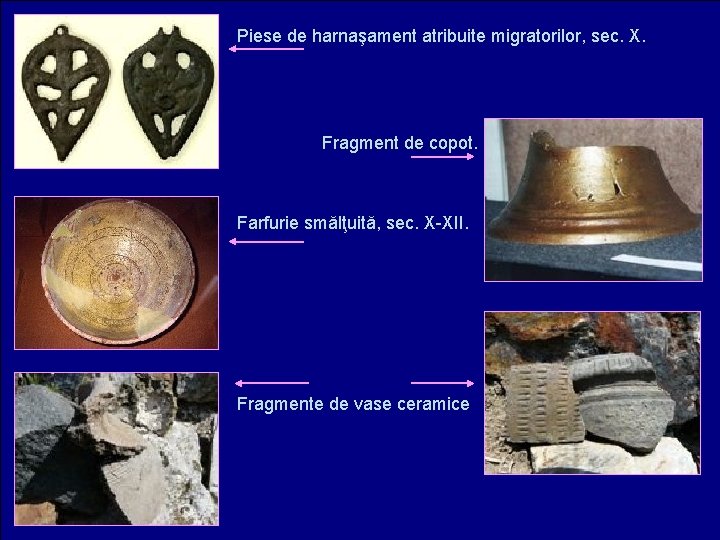 Piese de harnaşament atribuite migratorilor, sec. X. Fragment de copot. Farfurie smălţuită, sec. X-XII.