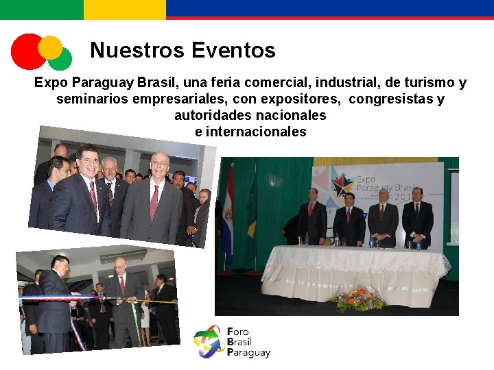 Nuestros Eventos Expo Paraguay Brasil, una feria comercial, industrial, de turismo y seminarios empresariales,