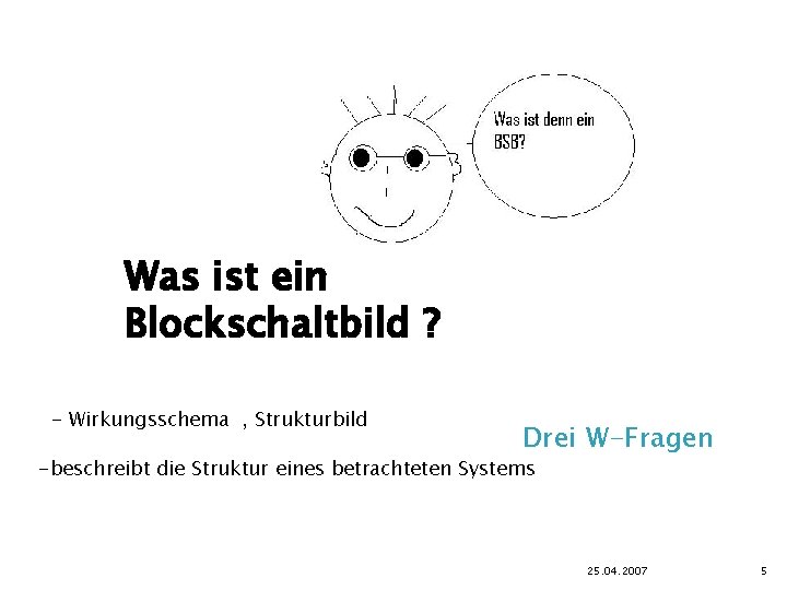 Was ist ein Blockschaltbild ? - Wirkungsschema , Strukturbild Drei W-Fragen -beschreibt die Struktur