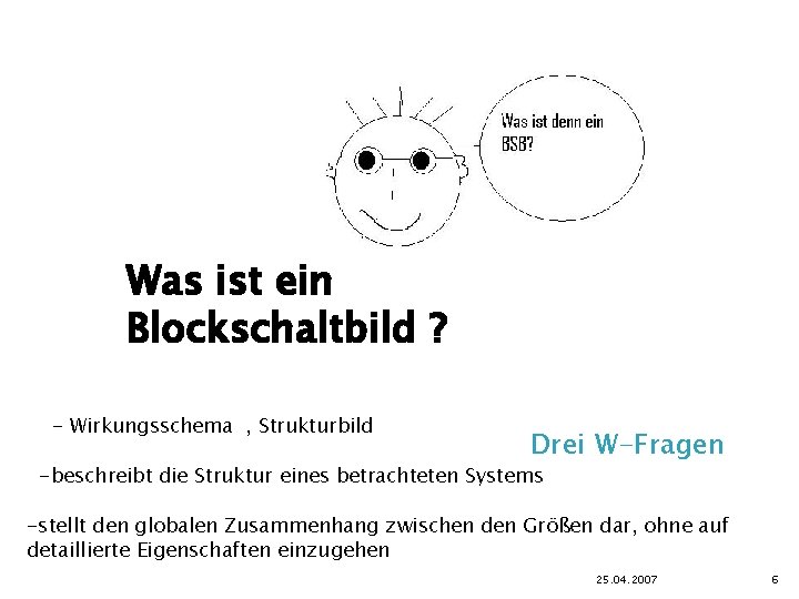 Was ist ein Blockschaltbild ? - Wirkungsschema , Strukturbild Drei W-Fragen -beschreibt die Struktur