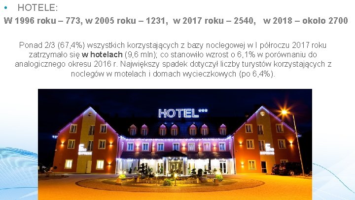  • HOTELE: W 1996 roku – 773, w 2005 roku – 1231, w