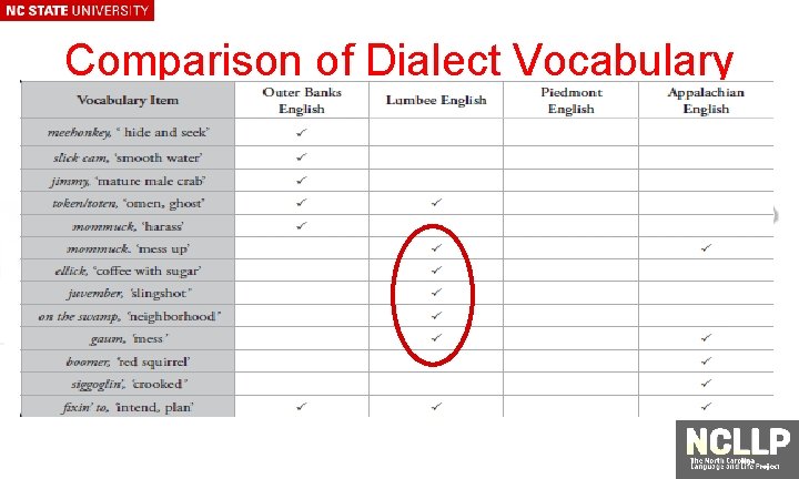 Comparison of Dialect Vocabulary 