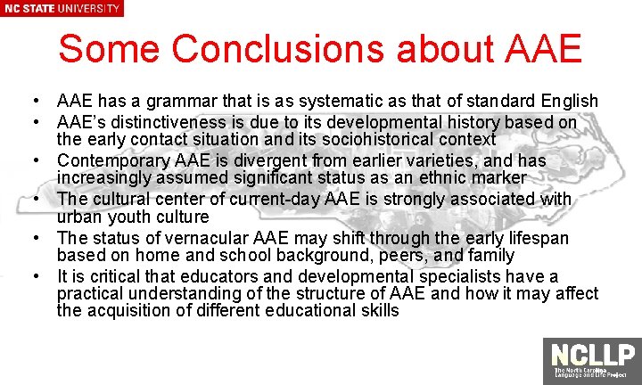 Some Conclusions about AAE • AAE has a grammar that is as systematic as