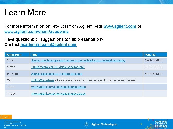 Learn More For more information on products from Agilent, visit www. agilent. com or