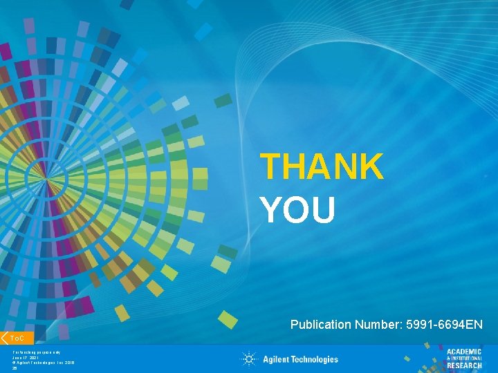 THANK YOU Publication Number: 5991 -6694 EN To. C For teaching purpose only June