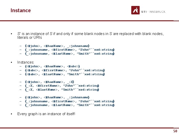 Instance • S’ is an instance of S if and only if some blank